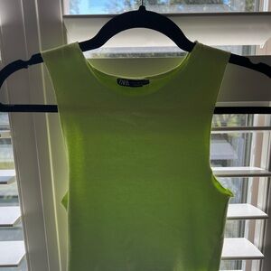 Zara Bright Lime Green Cropped Tank Top